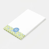 Post-it® Diamants verts et bleus monogrammes Ikat Motif (Incliné)