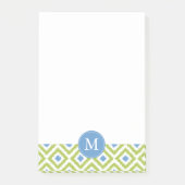 Post-it® Diamants verts et bleus monogrammes Ikat Motif (Devant)