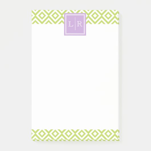 Post-it® Diamants verts Motif et monogramme (Devant)