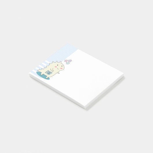 Post-it® Dino Jaune mignon avec des étoiles joyeuses (Incliné)