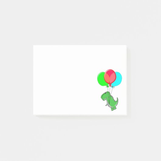 Post-it® Dino mignon et en colère volant avec des ballons d (Devant)