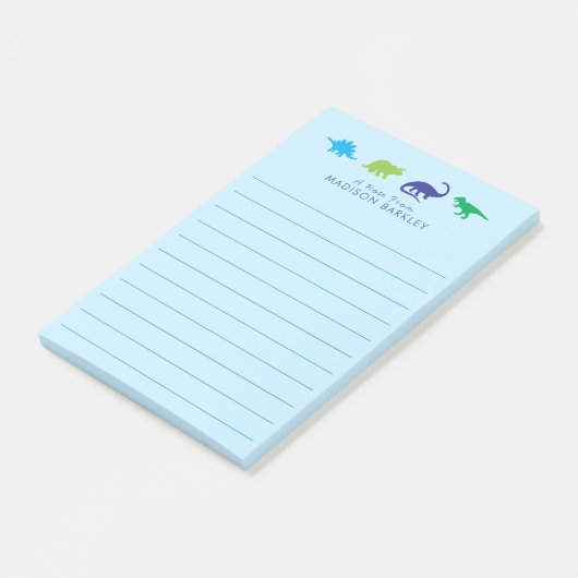 Post-it® Dinosaur bleu Cute Dino (Incliné)