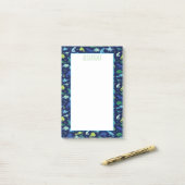 Post-it® Dinosaur Motif bleu (Sur un bureau)