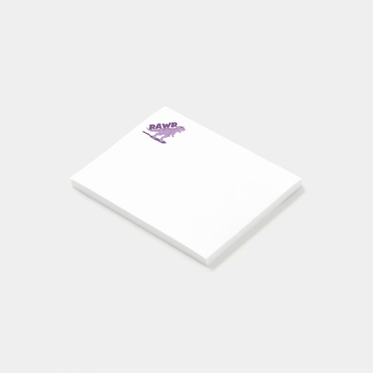 Post-it® Dinosaure de T-Rex pourpre tacheté RAWR (Incliné)