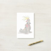 Post-it® Dinosaure Hadrosaurus Habillé Comme Un Punk. (Sur un bureau)