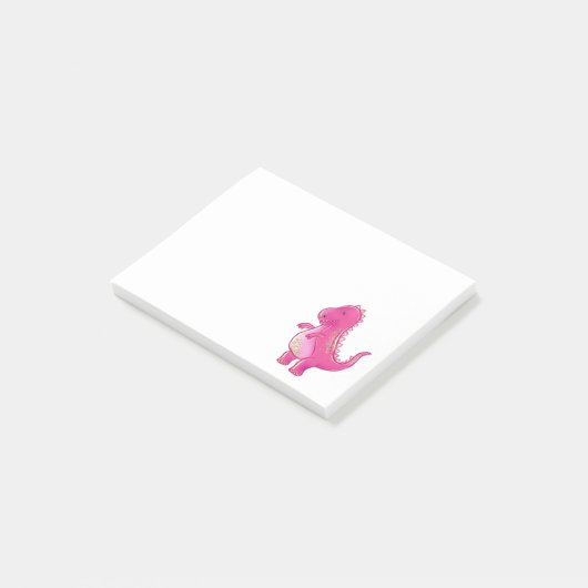 Post-it® Dinosaure mignon rose de T Rex | Dino (Incliné)