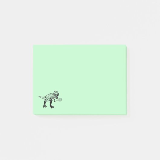 Post-it® Dinosaure T-Rex avec raquette de tennis en vert (Devant)
