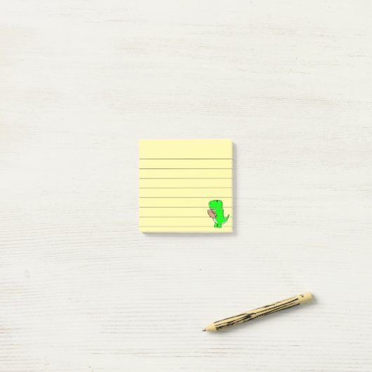 Post-it® Dinosaure Vert Aime Football Linked 3x3 (Sur un bureau)