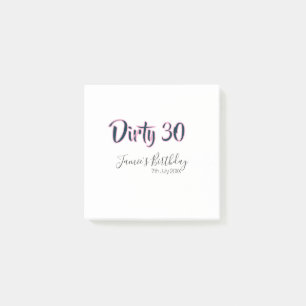 Post-it® Dirty 30 joyeux anniversaire nom date rose gris ca