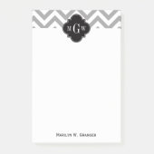 Post-it® Dk Gray Lg Chevron Black Quatrefoil 3 monogram (Devant)