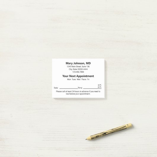 Post-it® Doctor's Office Your Next Appointment Reminder (Sur un bureau)