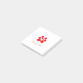 Post-it® Dog paw red heart pet add name text animal paw (Incliné)