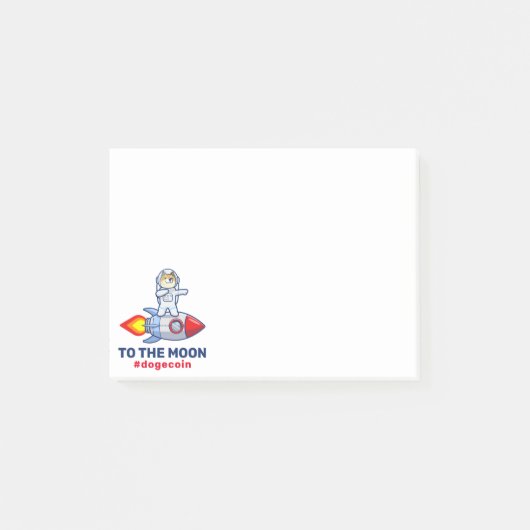 Post-it® Dogecoin À La Lune Rocket Man Space Doge Crypto (Devant)