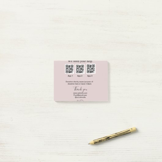 Post-it® Donation Collection conseil pot ajouter votre q r (Sur un bureau)