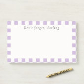 Post-it® Don't Forget Darling | Cute Lavender Check (Sur un bureau)