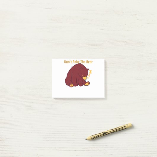 Post-it® don't Poke The Bear - papa ours design (Sur un bureau)