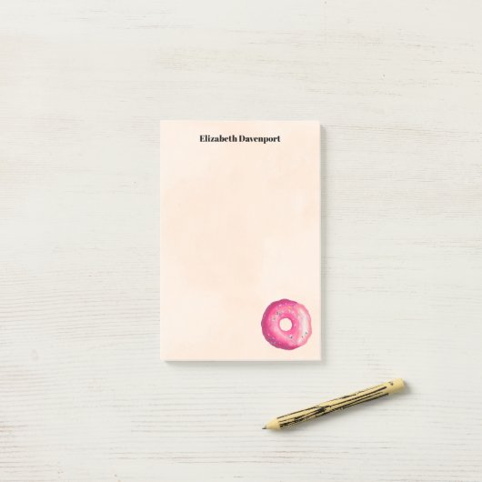 Post-it® Donut Avec Frosting Rose & Sprinkings Personnalisé (Sur un bureau)