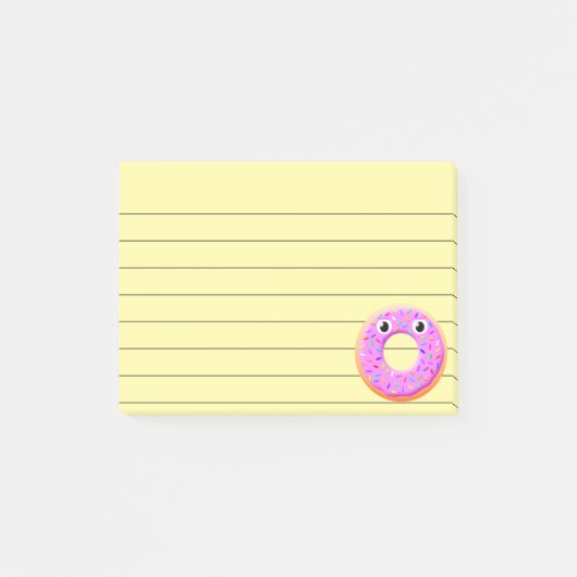 Post-it® Donut Avec Yeux Et Saupoudrés Dessin Liné 4x3 (Devant)