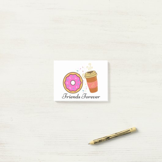 Post-it® donut coffee friends pour toujours post-it notes (Sur un bureau)