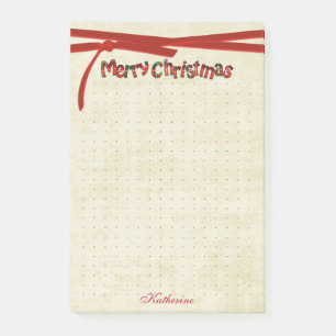 Post-it® Dot Grid Joyeux Noël Tartan Motif Typographie