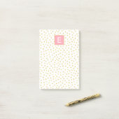 Post-it® Dot Motif Monogramme Rose Gold Girl (Sur un bureau)