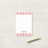 Post-it® Douces Rayures à Carreaux Roses Blanches Féminines (Sur un bureau)