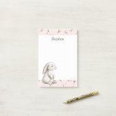 Post-it® Douces roses florales roses lapin Bunny (Sur un bureau)