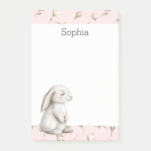 Post-it® Douces roses florales roses lapin Bunny (Devant)