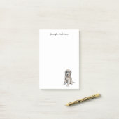 Post-it® Doux gris mou aquarelle Dog personnalisé (Sur un bureau)