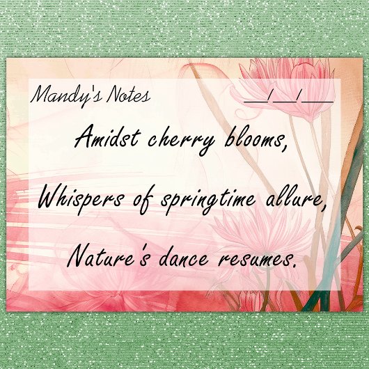 Post-it® Doux rose délicat Floral tendance 4" x 3"