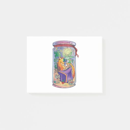 Post-it® Dragon cosy lisant des livres (Devant)