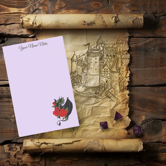 Post-it® Dragon Noir Mystique Roses Rouges Lavande Gothique