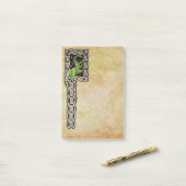 Post-it® Dragon Vert Avec Bordure Céleste (Sur un bureau)