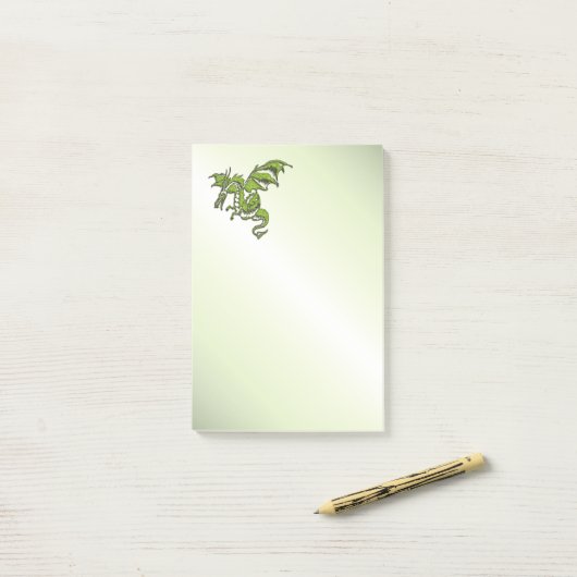 Post-it® Dragon volant vert (Sur un bureau)