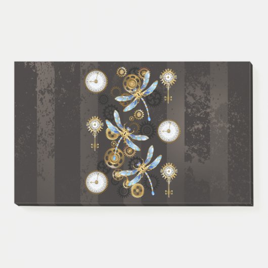 Post-it® Dragonflies de Steampunk sur arrière - plan rayé b (Devant)