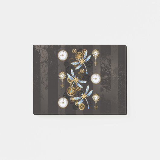 Post-it® Dragonflies de Steampunk sur arrière - plan rayé b (Devant)