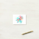 Post-it® Dragonfly rouge sur l'arrière - plan aquarelle (Sur un bureau)