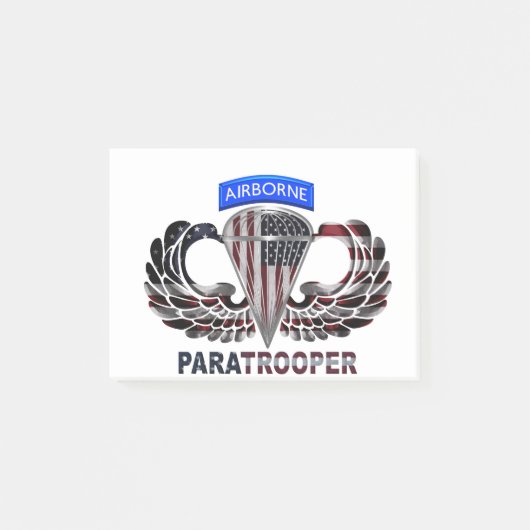 Post-it® Drapeau américain avec ailes aéroportées et parach (Devant)