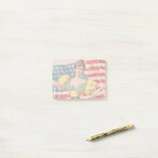 Post-it® Drapeau américain Lady Liberty Independence (Sur un bureau)