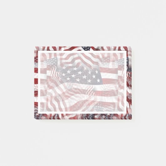 Post-it® Drapeau Américain Rouge Blanc Bleu Rayures Étoiles (Devant)