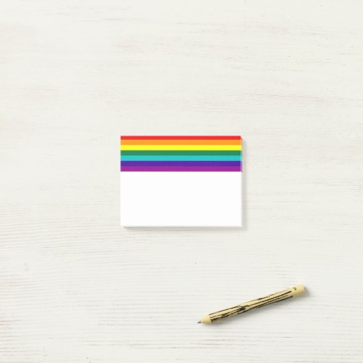 Post-it® Drapeau de la Fierté arc-en-ciel 7 bandes (Sur un bureau)