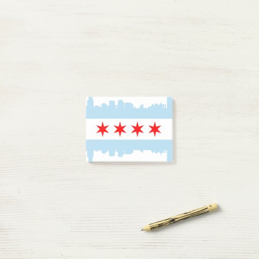Post-it® Drapeau d'horizon de Chicago (Sur un bureau)