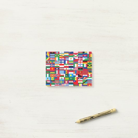 Post-it® Drapeau du monde (Sur un bureau)