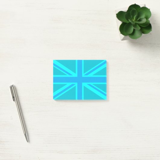 Post-it® Drapeau Turquoise Union Jack britannique (Bureau)