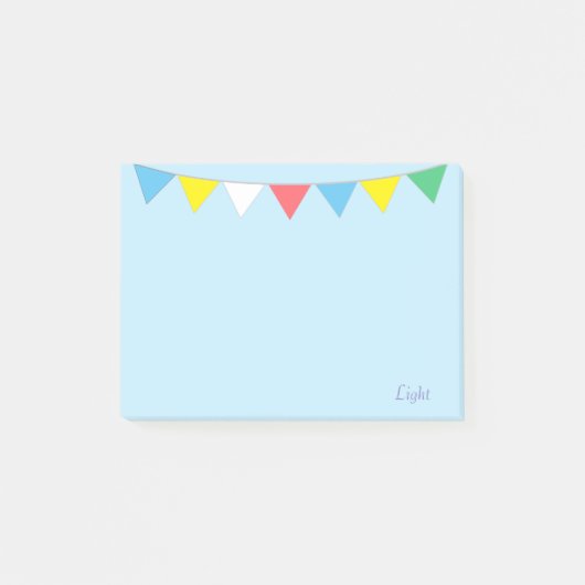 Post-it® Drapeaux multicolores & calligraphie sur bleu clai (Devant)