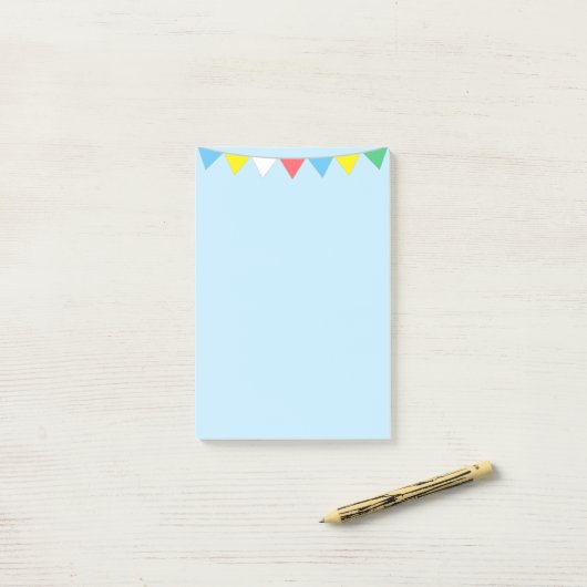 Post-it® Drapeaux multicolores sur bleu clair (Sur un bureau)