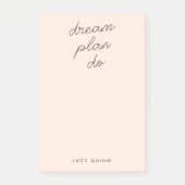 Post-it® Dream Plan Do | Blush Pink Modern Design Script (Devant)