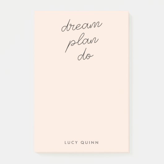 Post-it® Dream Plan Do | Blush Pink Modern Design Script (Devant)