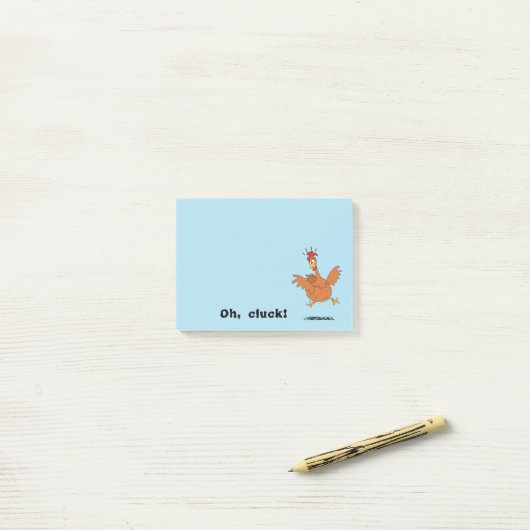 Post-it® Drôle Anxieux Poulet Poulet Amant De Poulet Oh Clu (Sur un bureau)