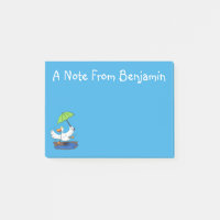 Drôle canard avec parapluie dessin animé